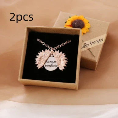 A stunning sunflower pendant necklace with an adjustable chain, crafted from high-quality materials for a radiant and versatile accessory.
