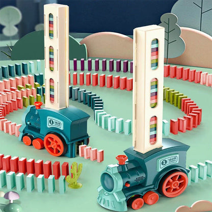 Automatic Licensing Dominoes Electric Train Set for infants with 100 dominoes