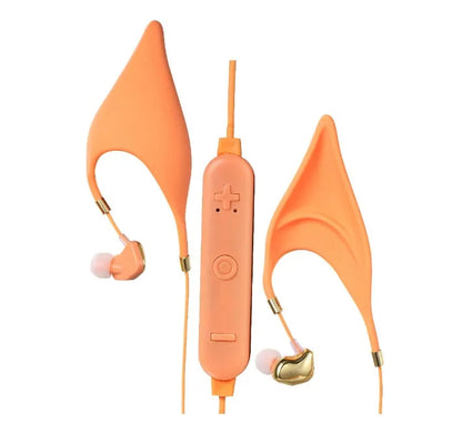 Cartoon elf ear wired headphones with 3.5mm audio plug and microphone for cosplay and gaming