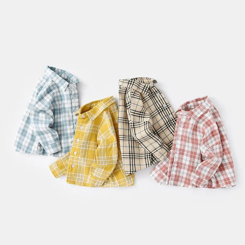 Men's Lattice Cotton Shirt with Long Sleeves for Casual Wear, Available in Four Colours and Five Sizes from 73cm to 110cm