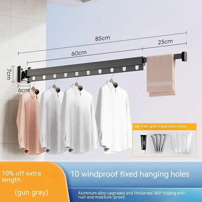 Aluminium suction cup folding clothes hanger with retractable drying rack