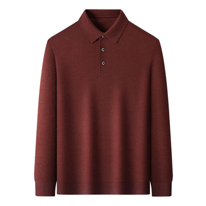 Men's fine pure wool knit pullover sweater, mid-length 65cm, long sleeve, machine washable, in iron gray, black, star gray, or Yago red.