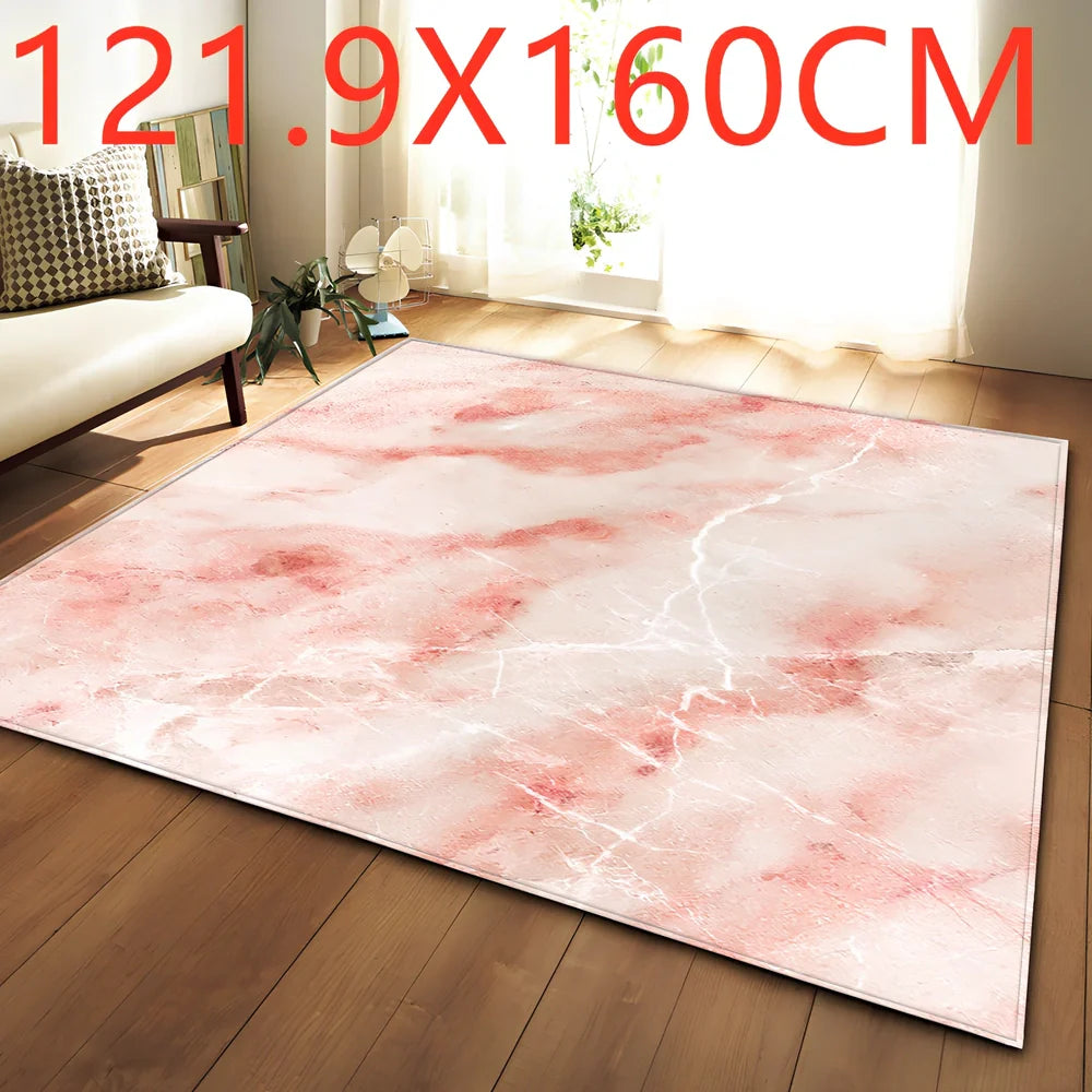 Polyester marble pattern carpet in 121.9x160cm and 50x80cm sizes for floor protection