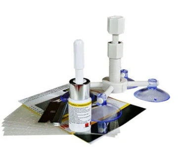 Vacuum function glass crack repairing tool set with connecting soft rod
