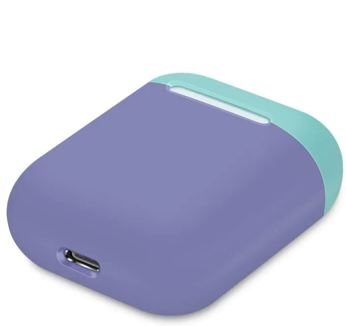 Soft silicone protective case for Apple AirPods charging box in various solid colours.