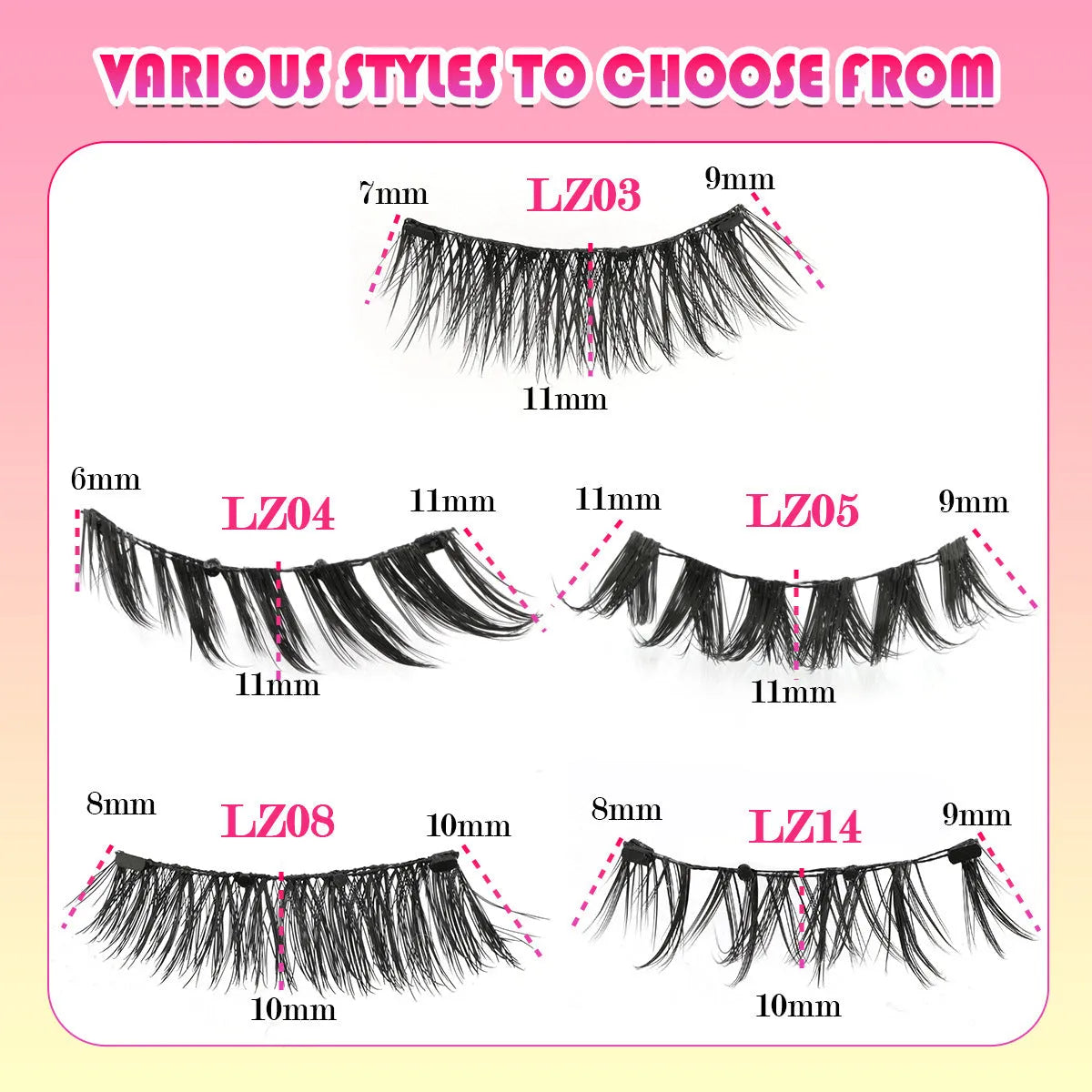 Set of reusable waterproof false eyelashes with natural thick design, glue-free.