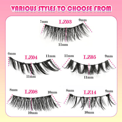 Set of reusable waterproof false eyelashes with natural thick design, glue-free.