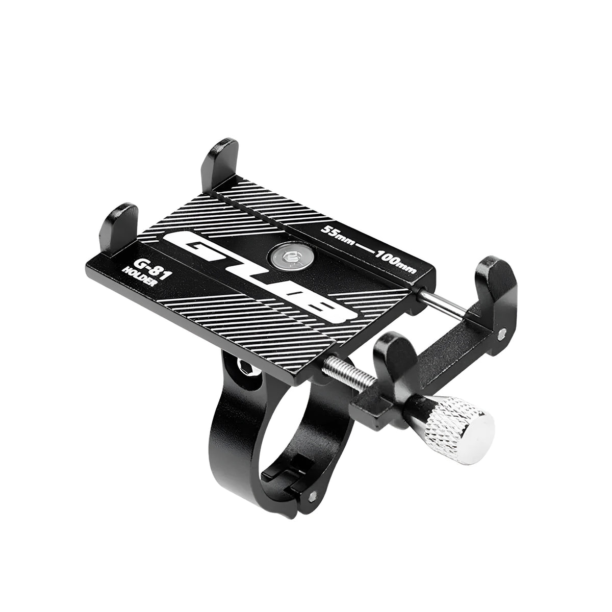 Aluminium bicycle phone holder with 360-degree rotation mounted on handlebars