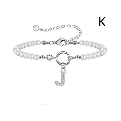 2024 Fashion Toggle Clasp Initial Bracelet with 6mm Pearl