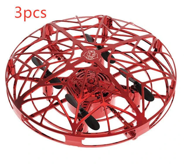 Futuristic mini drone helicopter with UFO-inspired design, automatic obstacle detection, and intuitive controls