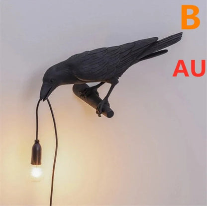 Creative Auspicious Bird Resin Wall Lamp Decoration in white or black