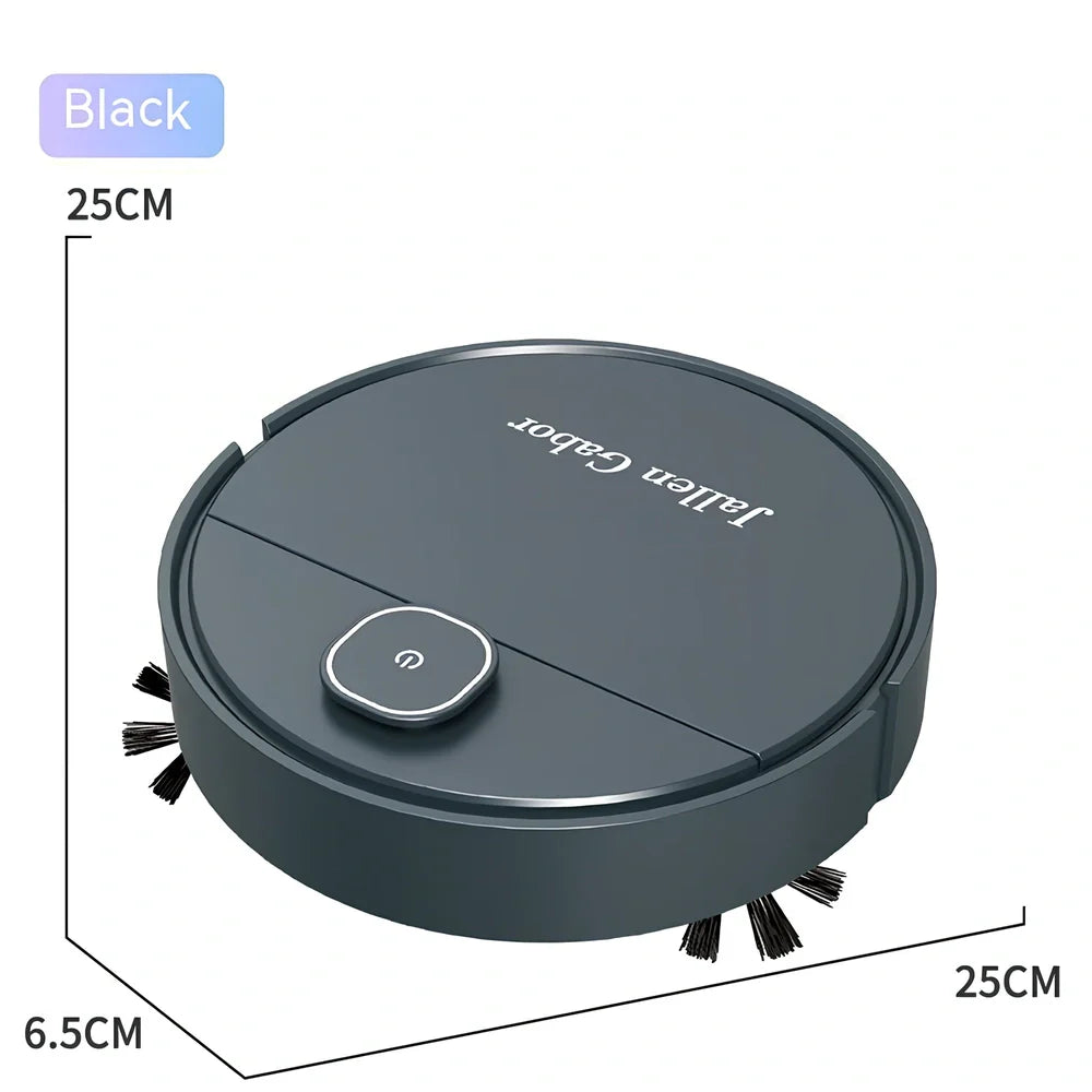 White automatic sweeping robot vacuum cleaner, 25x25x6.5cm, USB charged for 120-minute runtime on 90-120 square metre floors