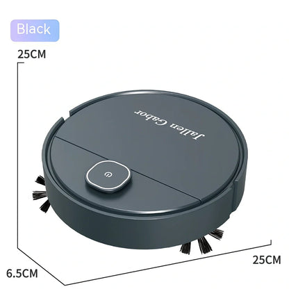 White automatic sweeping robot vacuum cleaner, 25x25x6.5cm, USB charged for 120-minute runtime on 90-120 square metre floors