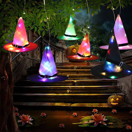 Glowing Halloween Witch Hat with LED Lights - Fun Costume Accessory for Kids' Parties