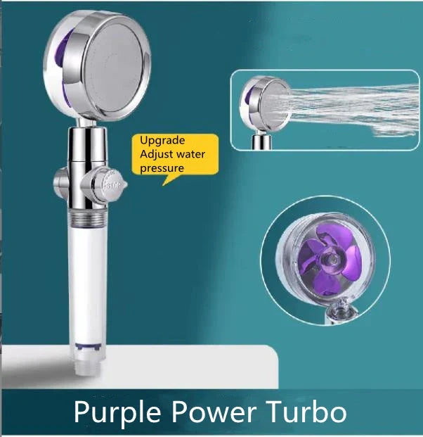 360° Rotating Shower Head with Built-In Fan - Premium ABS Plastic Construction, Water-Saving High-Pressure Spray