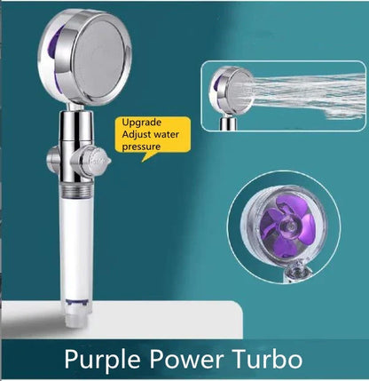 360° Rotating Shower Head with Built-In Fan - Premium ABS Plastic Construction, Water-Saving High-Pressure Spray