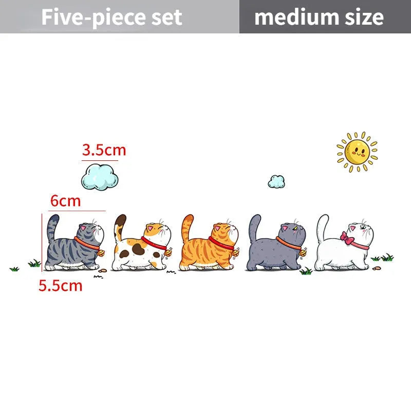 Climbing cats car sticker with five cats walking design on vehicle window, waterproof PVC material