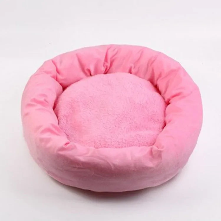 Circular cotton-filled pet dog bed with optional pillow in light grey colour