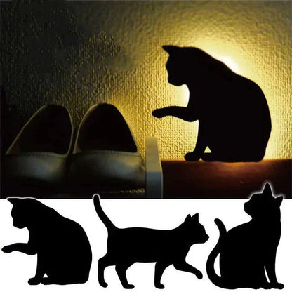 A stylish cat-themed LED lamp that automatically lights up when it detects sound, creating a cozy, ambient glow in a room.
