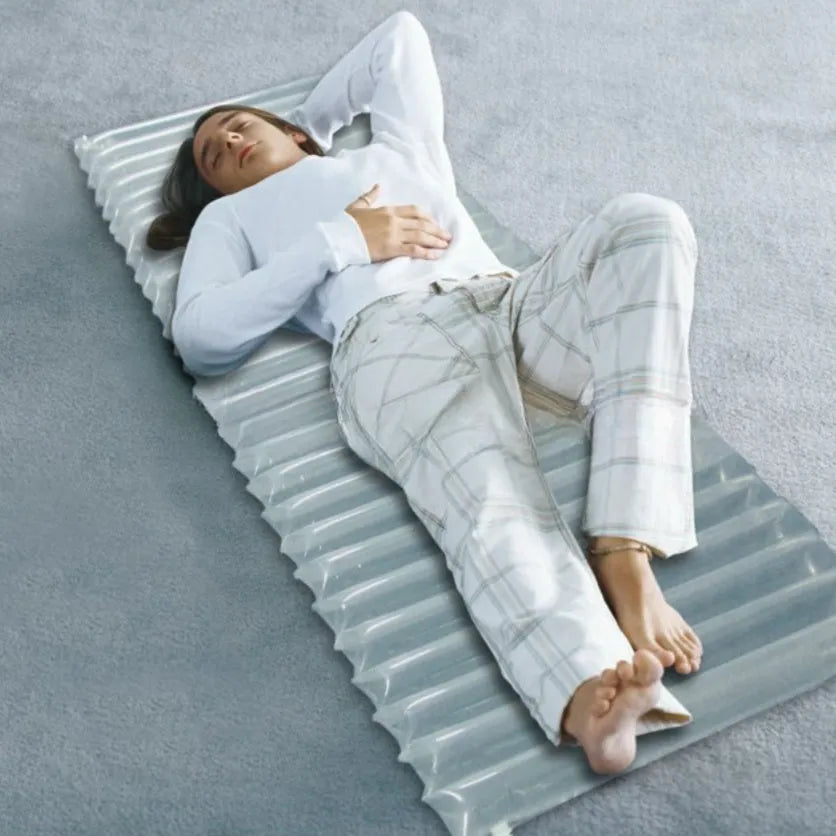 Transparent outdoor inflatable airbed for camping with 200x60x5cm dimensions