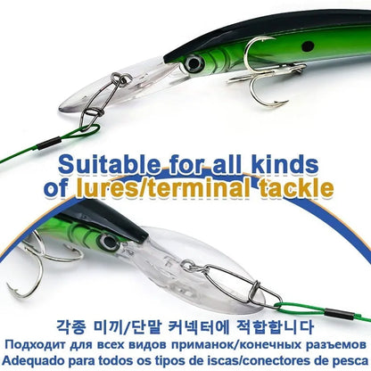 Green, black, and red 54cm copper steel wire fishing accessories with double buckle pins on fishing tackle