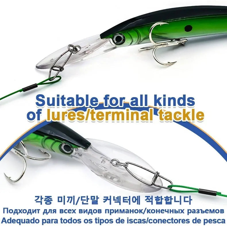 Anti-bite Steel Wire Fishing Gear Accessories: 54cm Copper Steel Wire Double Buckle Pin Set with 10 Pieces for Secure Tackle Connections