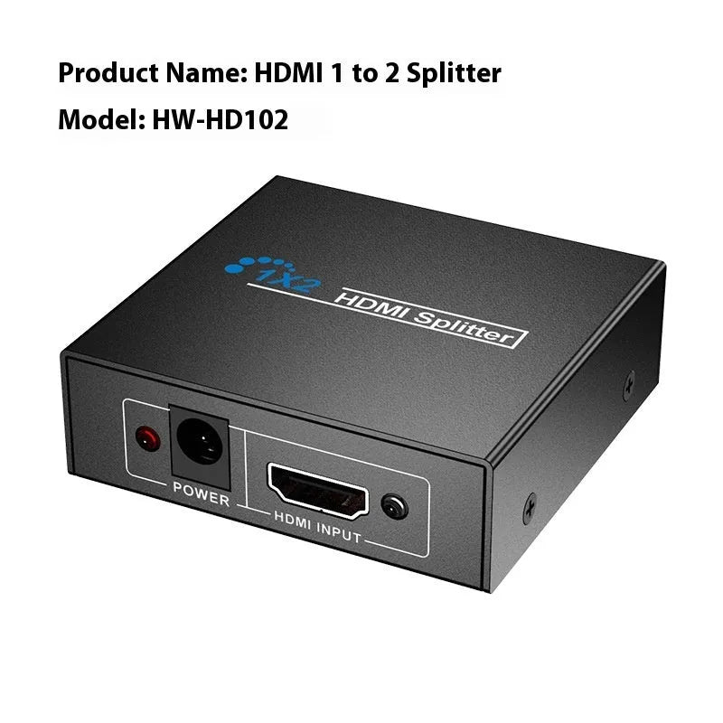 4K HDMI one input to two output splitter unit with USB power cable