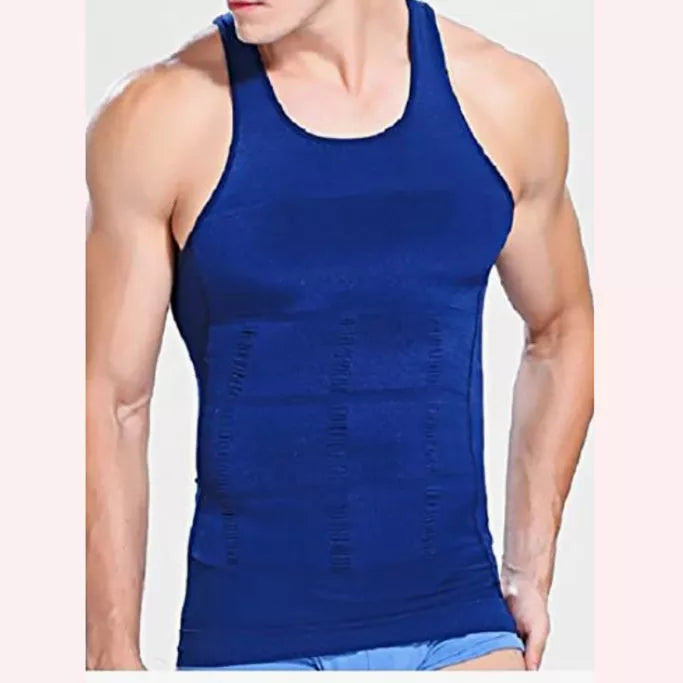 Men's tummy shaper vest in black or white, sizes M to XXL, for upper body contouring