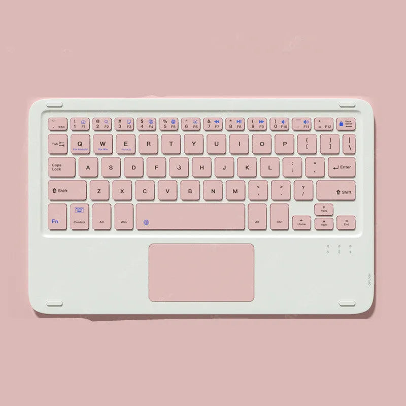 Wireless Bluetooth keyboard and mouse combo kit in pink with charging cable