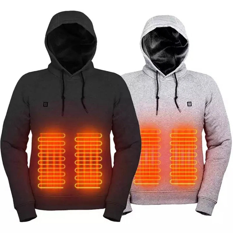 2024 Outdoor Electric USB Heating Jacket in black and grey with adjustable heat settings