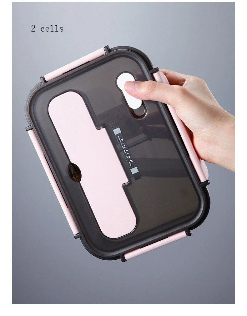 Premium plastic bento lunch box with flexible lock-catch design, microwave-safe, and vibrant colour options for work, travel, and outdoor activities