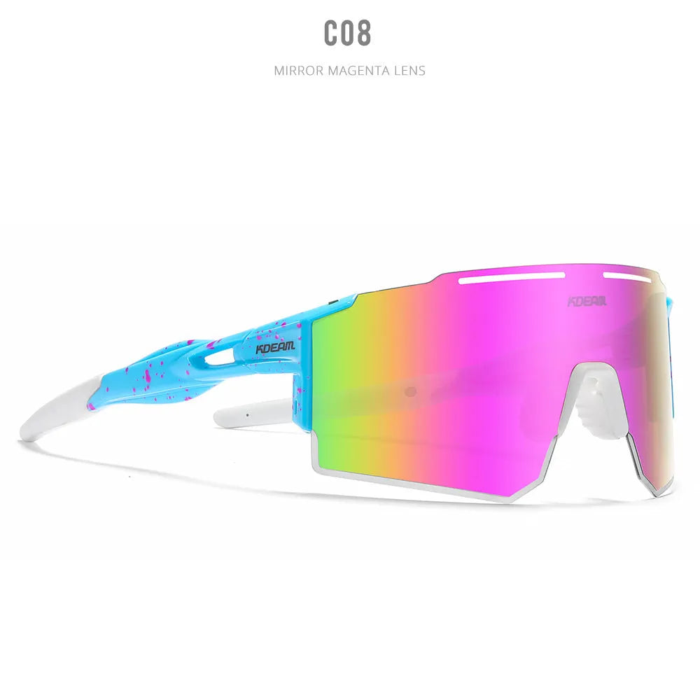 Polarised cycling sunglasses with frameless TR90 lightweight frame in sports design for athletic activities
