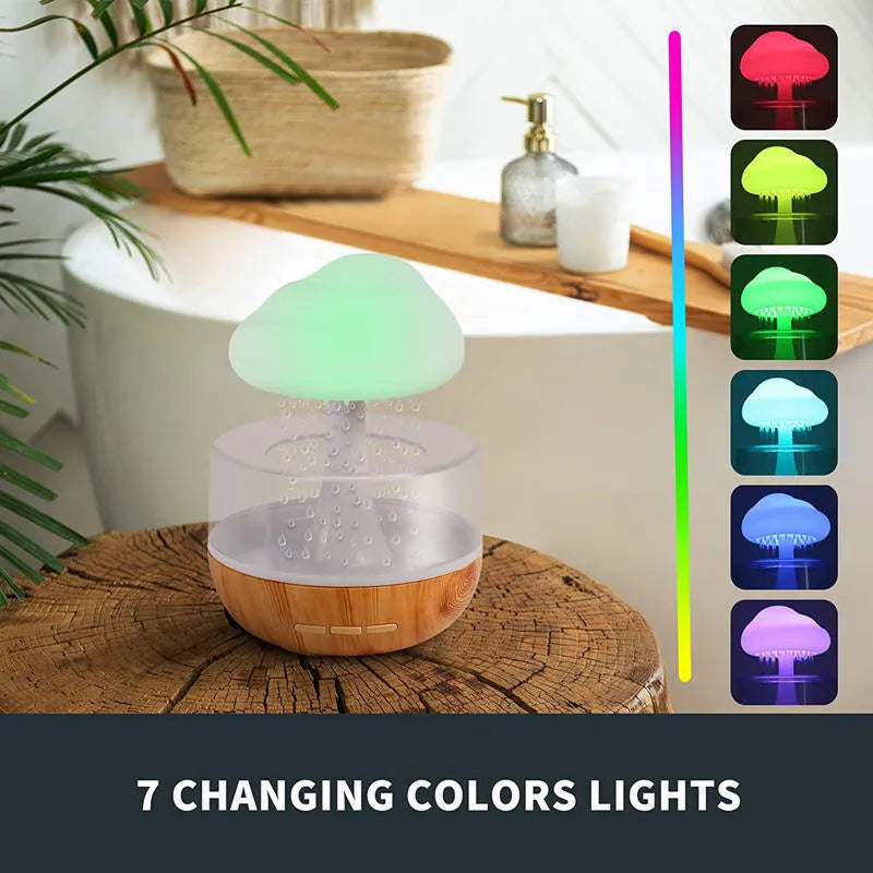White raining cloud design desk humidifier with water flow effect and essential oil diffusion function