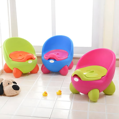 Dandan children's cartoon baby stool toilet in a choice of six colours including red, blue, and pastel pink.