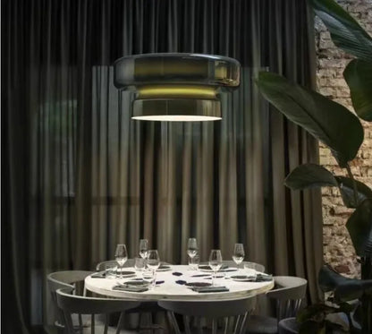 Modern glass chandelier ceiling light with 36cm dimensions in four colour options