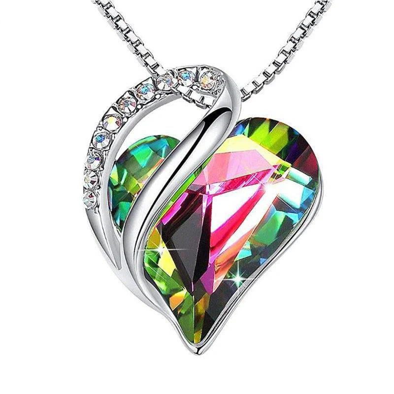 925 silver heart-shaped geometric necklace for women, available in multiple colours