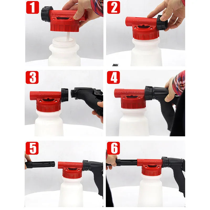 Foam pot high pressure water gun with ABS plastic body and TPR handle for garden spraying tasks