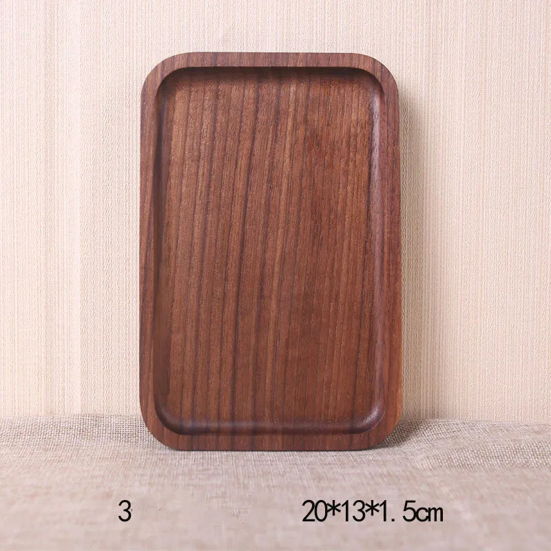Japanese style black walnut wooden rectangular dinner plate with hand-painted plain surface