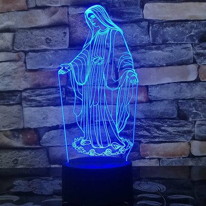 3D LED night light with laser-engraved acrylic showing stereoscopic dual ring patterns