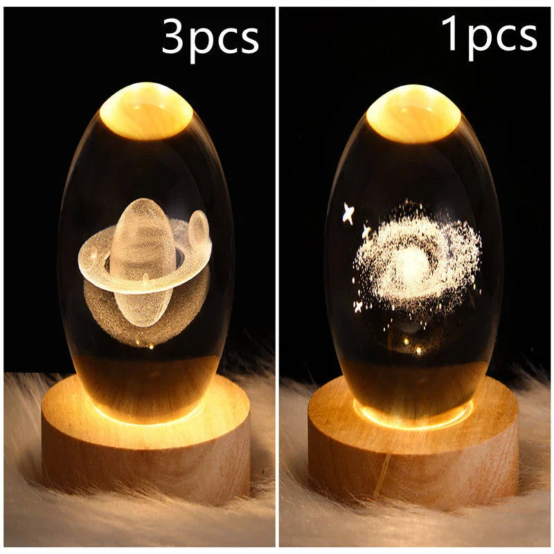 Enchanting galaxy crystal ball night light with 3D pattern, creating a mesmerizing celestial display for bedroom decor