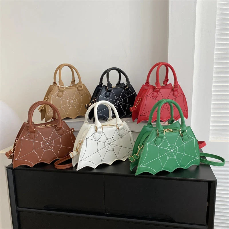 Stylish spider web design shoulder bag in various colours for Halloween fashion