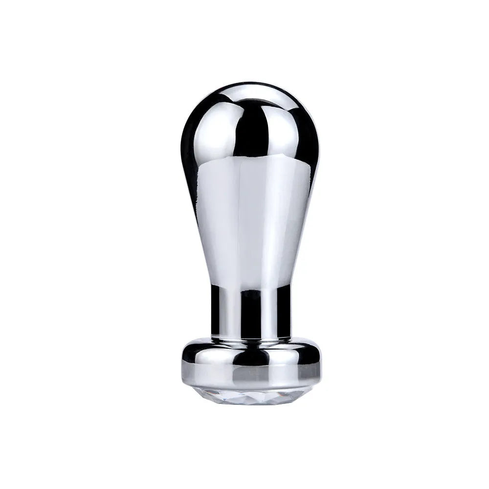 Silver aluminium alloy metal bulb butt plug for anal stretching in three sizes