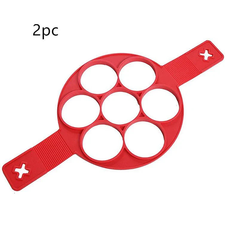 Nonstick silicone pancake maker with seven cavities for creating perfectly shaped pancakes easily