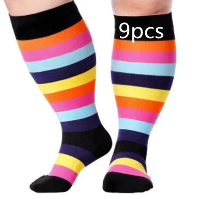 Premium plus size compression socks with breathable bamboo fibers, innovative compression technology, and stylish designs for active lifestyles