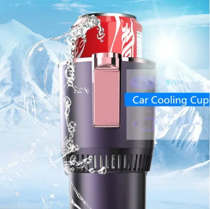 Purple gold and black portable thermoelectric car cooler and warmer for GM vehicles with DC 12V plug.