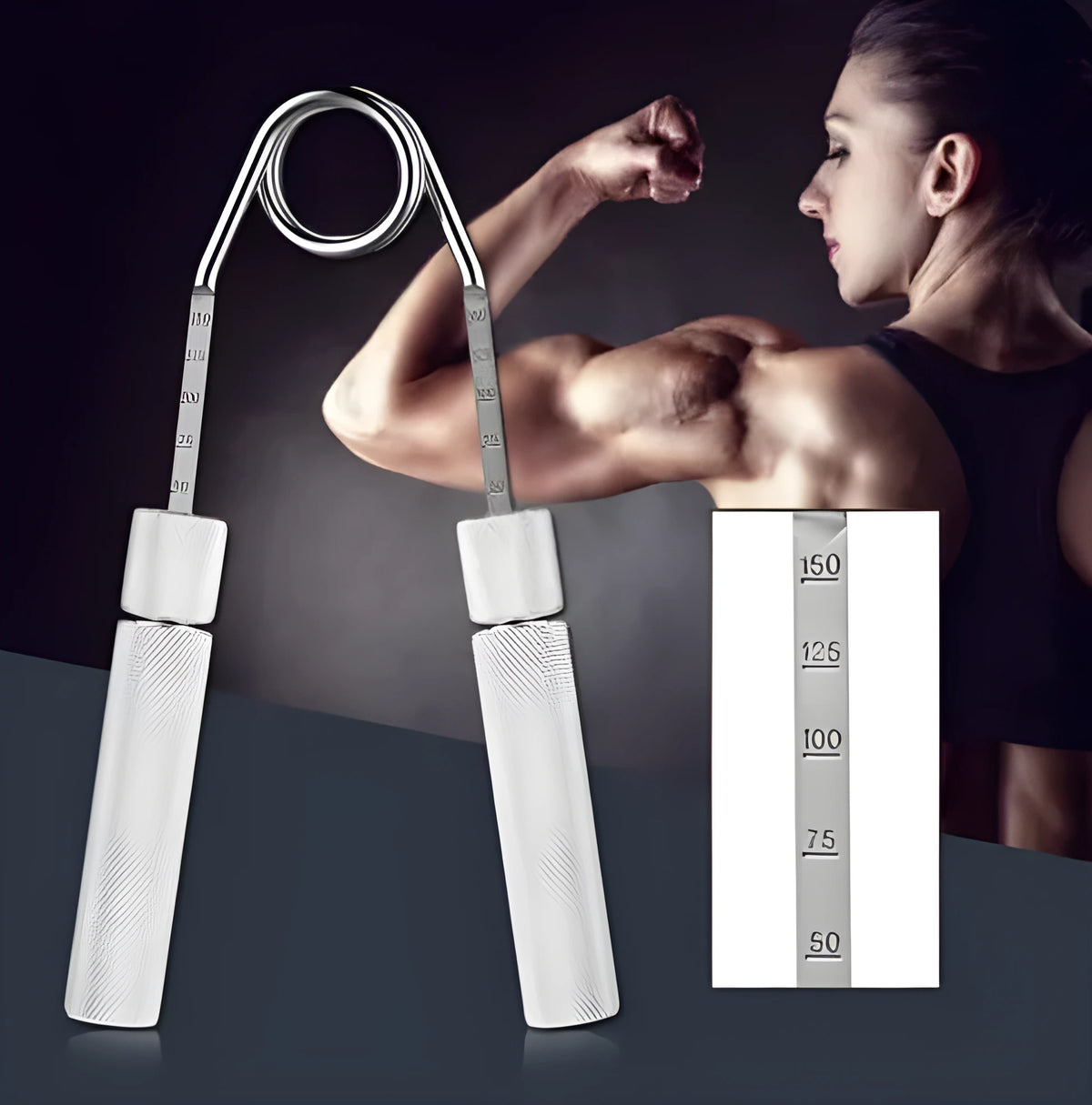 Adjustable metal hand grip strengthener with spring steel and aluminium alloy, 5 resistance levels 50-150 lbs, 3-piece set