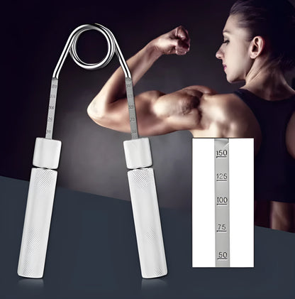 Adjustable metal hand grip strengthener with spring steel and aluminium alloy, 5 resistance levels 50-150 lbs, 3-piece set