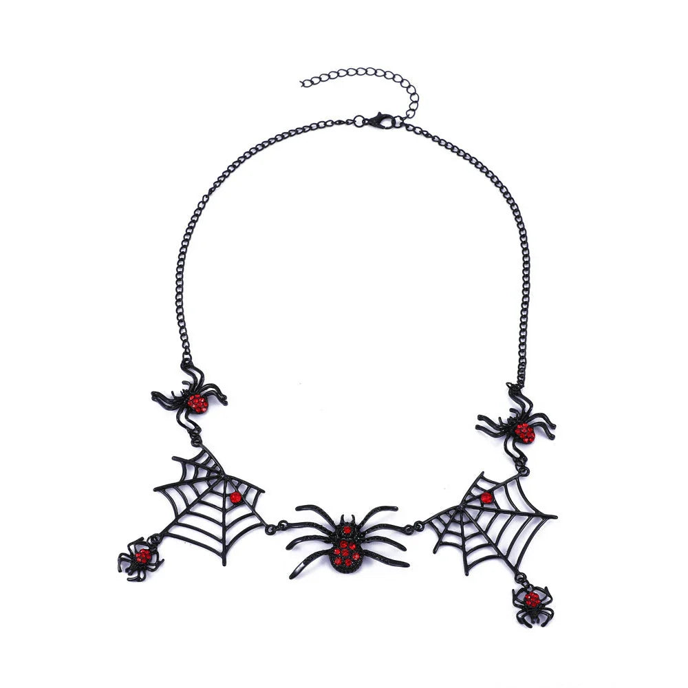 Fashionable Halloween spider and spider web necklace made of high-quality alloy with an electroplated finish