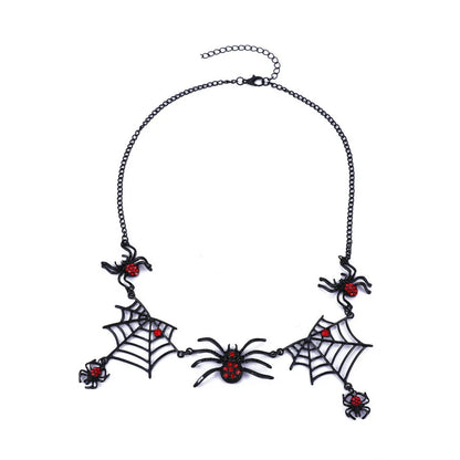 Fashionable Halloween spider and spider web necklace made of high-quality alloy with an electroplated finish