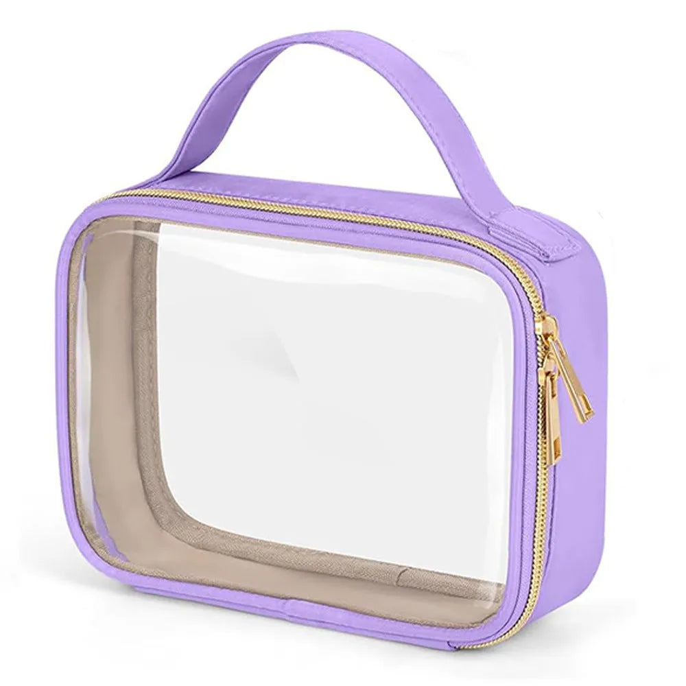 Transparent PVC lipstick storage bag with detachable chain showing 7.85-inch dimensions
